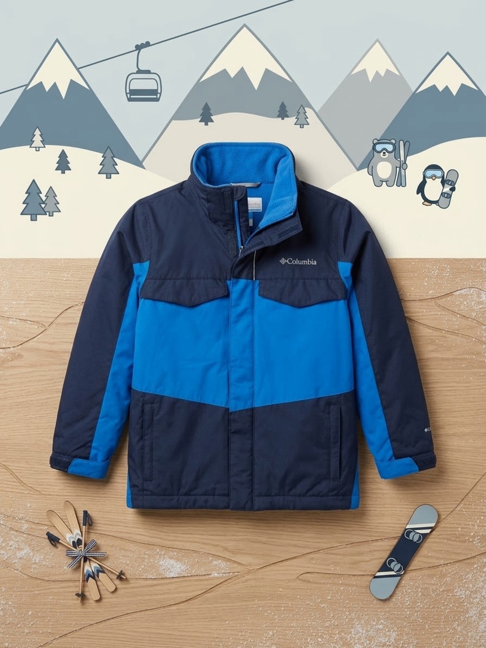 Columbia Kids Omnitech 3-in-1 Navy and Blue Waterproof winter coat size XS (6/7)